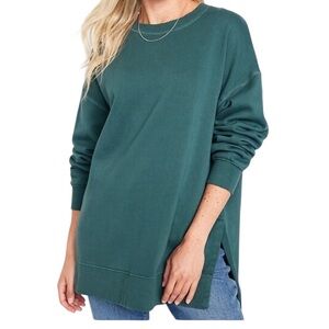 Old Navy Oversized Boyfriend Tunic Sweatshirt Green XS NWT
